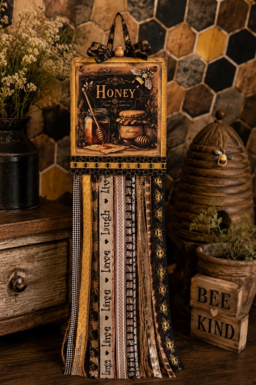 Rustic Honey Bee Farmhouse Wall Hanging | Handmade Kitchen & Entryway Décor